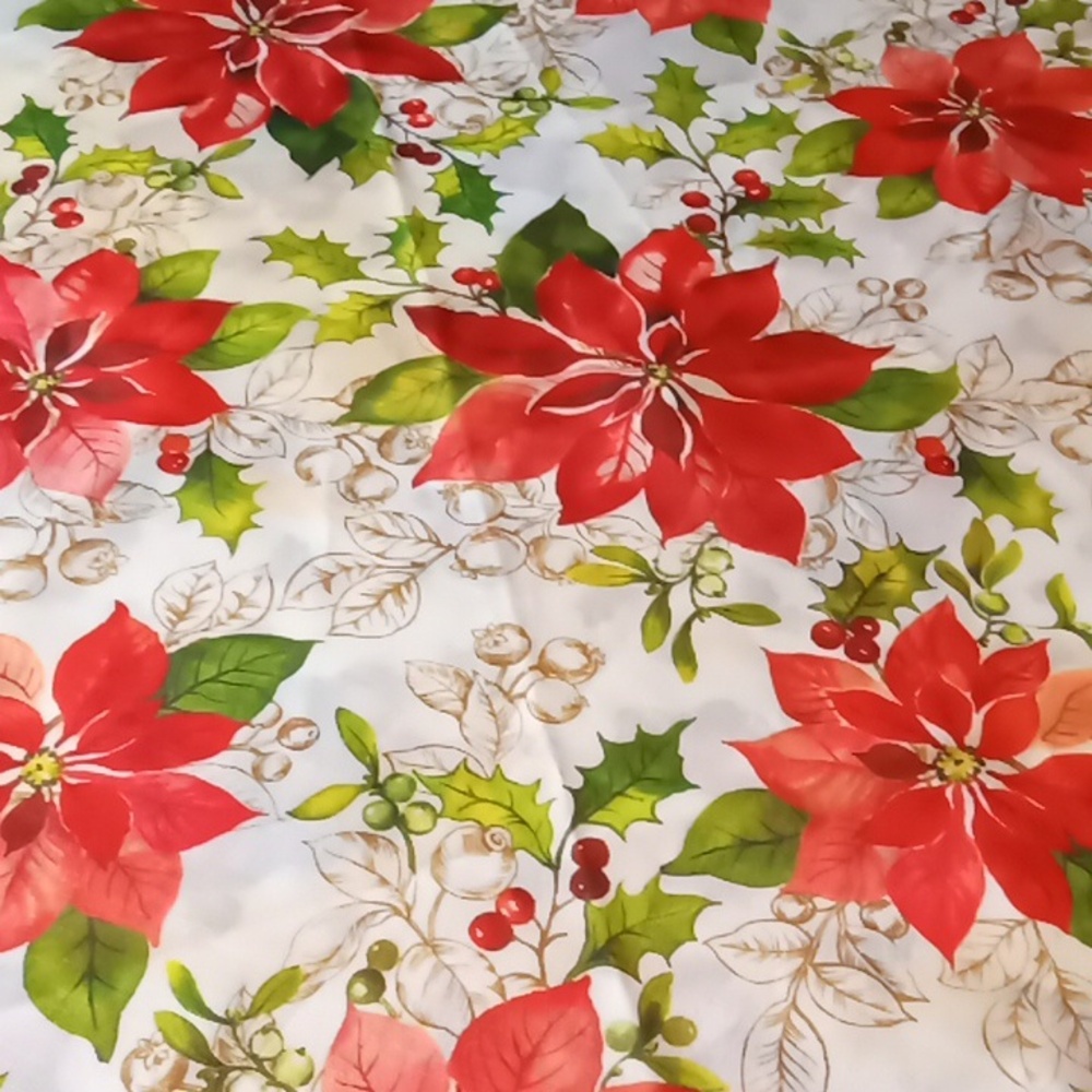 2 Poinsettias Tablecloth